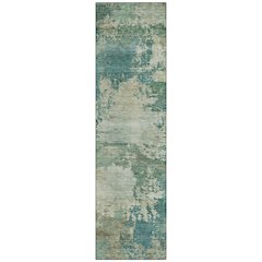 Machine Washable Indoor/Outdoor Chantille ACN2067 Teal 2'3" x 7'6" Runner Rug