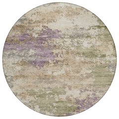 Machine Washable Indoor/Outdoor Chantille ACN2068 Beige 8' x 8' Round Rug