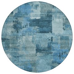 Machine Washable Indoor/Outdoor Chantille ACN2069 Blue 8' x 8' Round Rug