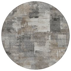 Machine Washable Indoor/Outdoor Chantille ACN2069 Pewter 8' x 8' Round Rug