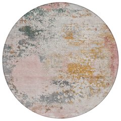 Machine Washable Indoor/Outdoor Chantille ACN2070 Pink 8' x 8' Round Rug