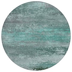 Machine Washable Indoor/Outdoor Chantille ACN2071 Teal 8' x 8' Round Rug