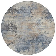 Machine Washable Indoor/Outdoor Chantille ACN2073 Denim 8' x 8' Round Rug
