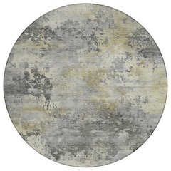 Machine Washable Indoor/Outdoor Chantille ACN2073 Pewter 8' x 8' Round Rug