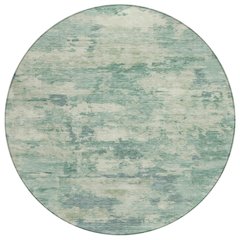 Machine Washable Indoor/Outdoor Chantille ACN2074 Teal 8' x 8' Round Rug