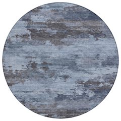 Machine Washable Indoor/Outdoor Chantille ACN2075 Blue 8' x 8' Round Rug