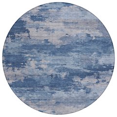 Machine Washable Indoor/Outdoor Chantille ACN2075 Navy 8' x 8' Round Rug