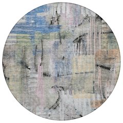 Machine Washable Indoor/Outdoor Chantille ACN2076 Blue 8' x 8' Round Rug