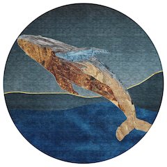 Machine Washable Indoor/Outdoor Chantille ACN2078 Blue 8' x 8' Round Rug