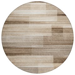 Machine Washable Indoor/Outdoor Chantille ACN2082 Brown 8' x 8' Round Rug