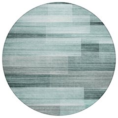 Machine Washable Indoor/Outdoor Chantille ACN2082 Teal 8' x 8' Round Rug