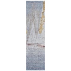 Machine Washable Indoor/Outdoor Chantille ACN2084 Blue 2'3" x 7'6" Runner Rug