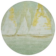 Machine Washable Indoor/Outdoor Chantille ACN2084 Green 8' x 8' Round Rug