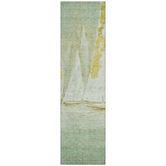 Machine Washable Indoor/Outdoor Chantille ACN2084 Green 2'3" x 7'6" Runner Rug