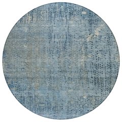 Machine Washable Indoor/Outdoor Chantille ACN2088 Blue 8' x 8' Round Rug