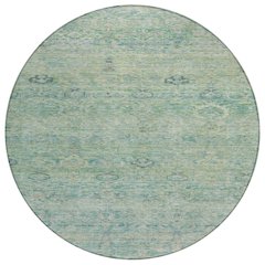 Machine Washable Indoor/Outdoor Chantille ACN2090 Teal 8' x 8' Round Rug