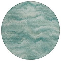 Machine Washable Indoor/Outdoor Chantille ACN2095 Teal 8' x 8' Round Rug