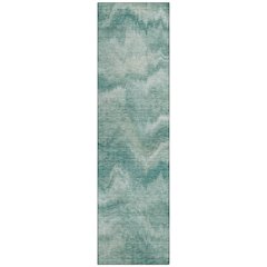 Machine Washable Indoor/Outdoor Chantille ACN2095 Teal 2'3" x 7'6" Runner Rug