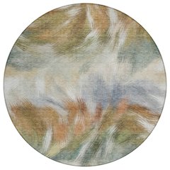 Machine Washable Indoor/Outdoor Chantille ACN2096 Beige 8' x 8' Round Rug
