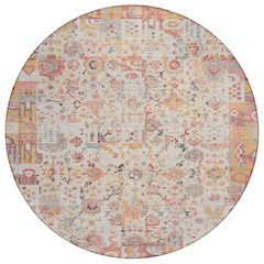 Machine Washable Indoor/Outdoor Chantille ACN2099 Pink 8' x 8' Round Rug