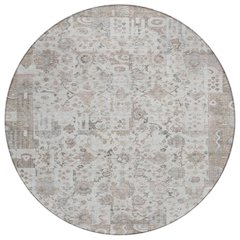 Machine Washable Indoor/Outdoor Chantille ACN2099 Taupe 8' x 8' Round Rug