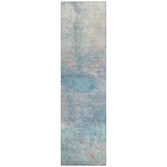 Machine Washable Indoor/Outdoor Chantille ACN2100 Aqua 2'3" x 7'6" Runner Rug