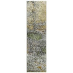 Machine Washable Indoor/Outdoor Chantille ACN2100 Olive 2'3" x 7'6" Runner Rug