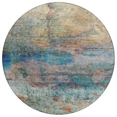 Machine Washable Indoor/Outdoor Chantille ACN2100 Teal 8' x 8' Round Rug
