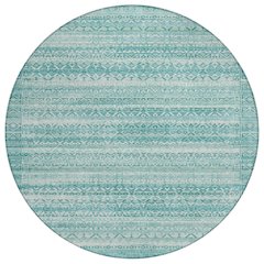 Machine Washable Indoor/Outdoor Chantille ACN2101 Aqua 8' x 8' Round Rug