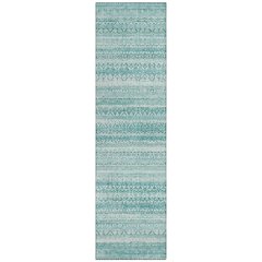 Machine Washable Indoor/Outdoor Chantille ACN2101 Aqua 2'3" x 7'6" Runner Rug