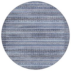 Machine Washable Indoor/Outdoor Chantille ACN2101 Blue 8' x 8' Round Rug