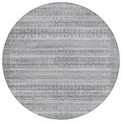 Machine Washable Indoor/Outdoor Chantille ACN2101 Gray 8' x 8' Round Rug