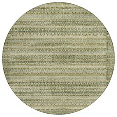 Machine Washable Indoor/Outdoor Chantille ACN2101 Green 8' x 8' Round Rug