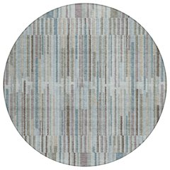 Machine Washable Indoor/Outdoor Chantille ACN2102 Teal 8' x 8' Round Rug