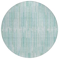 Machine Washable Indoor/Outdoor Chantille ACN2102 Turquoise 8' x 8' Round Rug