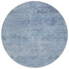 Machine Washable Indoor/Outdoor Chantille ACN2103 Blue 8' x 8' Round Rug