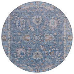 Machine Washable Indoor/Outdoor Chantille ACN2104 Blue 8' x 8' Round Rug