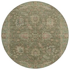 Machine Washable Indoor/Outdoor Chantille ACN2104 Olive 8' x 8' Round Rug