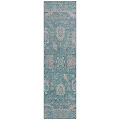 Machine Washable Indoor/Outdoor Chantille ACN2104 Teal 2'3" x 7'6" Runner Rug