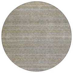 Machine Washable Indoor/Outdoor Chantille ACN2105 Khaki 8' x 8' Round Rug