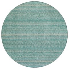 Machine Washable Indoor/Outdoor Chantille ACN2105 Teal 8' x 8' Round Rug