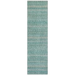 Machine Washable Indoor/Outdoor Chantille ACN2105 Teal 2'3" x 7'6" Runner Rug