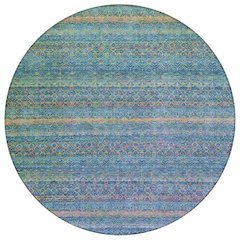 Machine Washable Indoor/Outdoor Chantille ACN2106 Teal 8' x 8' Round Rug