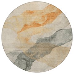 Machine Washable Indoor/Outdoor Chantille ACN2109 Orange 8' x 8' Round Rug
