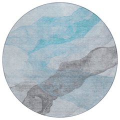 Machine Washable Indoor/Outdoor Chantille ACN2109 Teal 8' x 8' Round Rug