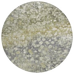 Machine Washable Indoor/Outdoor Chantille ACN2113 Olive 8' x 8' Round Rug