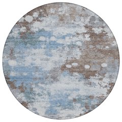 Machine Washable Indoor/Outdoor Chantille ACN2114 Brown 8' x 8' Round Rug