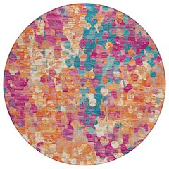 Machine Washable Indoor/Outdoor Chantille ACN2115 Blush 8' x 8' Round Rug