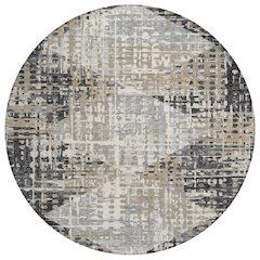 Machine Washable Indoor/Outdoor Chantille ACN2116 Black 8' x 8' Round Rug