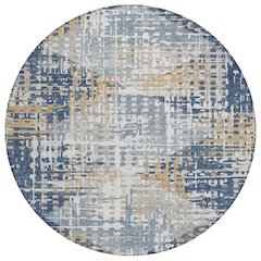 Machine Washable Indoor/Outdoor Chantille ACN2116 Navy 8' x 8' Round Rug